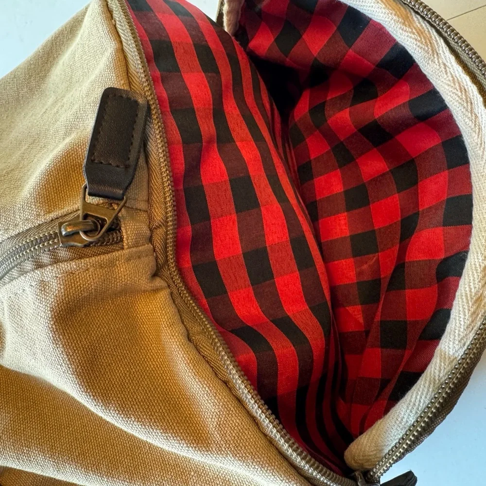 Heritage Supply Co Tan Striped Retro Overnighter Weekender Duffel Men's Bag